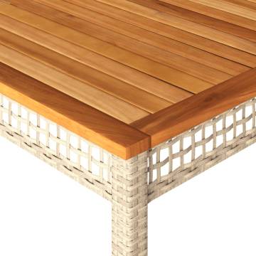 Beige Garden Table 180x90 cm | Durable Poly Rattan & Acacia Wood