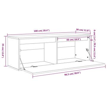 Elegant Solid Wood Pine Wall Cabinet - 100x30x35 cm