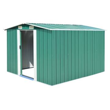 Durable Metal Garden Shed - 257x298 cm Green Storage Solution