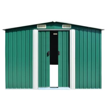 Durable Metal Garden Shed - 257x298 cm Green Storage Solution