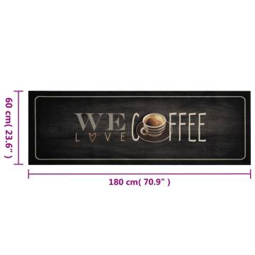 Kitchen Rug Washable Coffee Text 60x180 cm Velvet