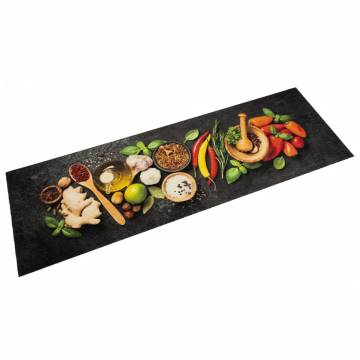 Washable Kitchen Rug with Spices Design - 60x180 cm Velvet