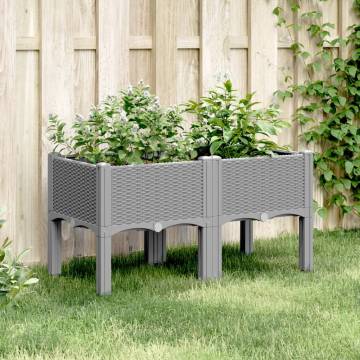 Light Grey Garden Planter with Legs - 80x40x42 cm