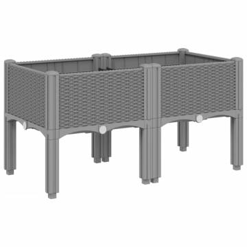 Light Grey Garden Planter with Legs - 80x40x42 cm