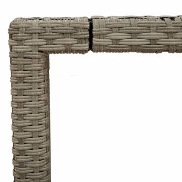 Light Grey Garden Table with Glass Top - Poly Rattan 190x90cm