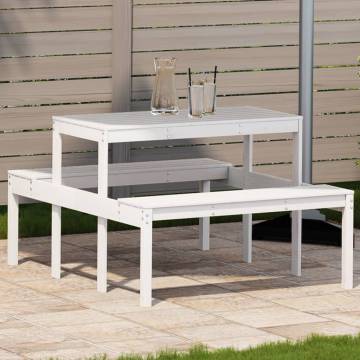 White Wooden Picnic Table 110x134x75 cm - Solid Pine