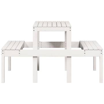 White Wooden Picnic Table 110x134x75 cm - Solid Pine