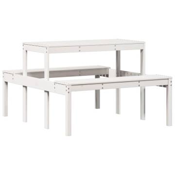 White Wooden Picnic Table 110x134x75 cm - Solid Pine