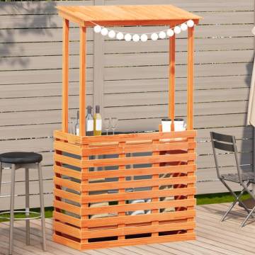 Outdoor Bar Table with Roof - Solid Wood, Brown 112.5x57 cm