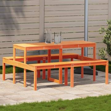 Wax Brown Picnic Table 160x134 cm - Solid Pine Wood Garden