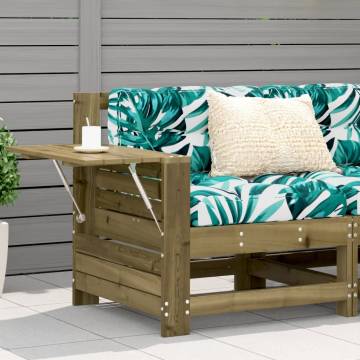 Garden Armrest Sofa with Side Table - Impregnated Pine Wood