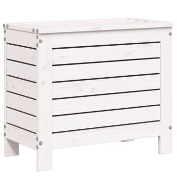 Garden Footstool White - Solid Wood Pine 62x31.5x52 cm