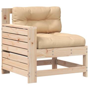 Garden Armrest Sofa with Cushion - Solid Pine Wood Furniture