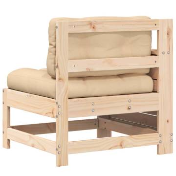 Garden Armrest Sofa with Cushion - Solid Pine Wood Furniture