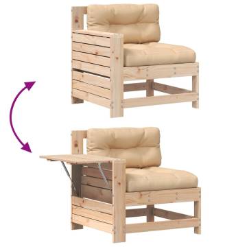 Garden Armrest Sofa with Cushion - Solid Pine Wood Furniture