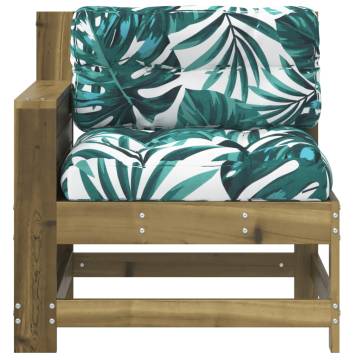 Garden Armrest Sofa with Cushion - Durable Pine Wood