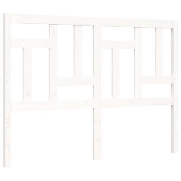 White Small Double Bed Frame with Headboard - Solid Wood