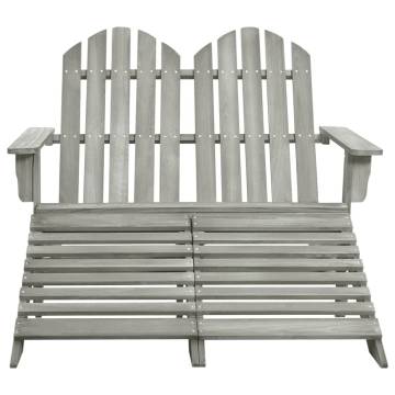 2-Seater Adirondack Chair & Ottoman - Grey Fir Wood - Hipomarket