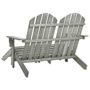 2-Seater Adirondack Chair & Ottoman - Grey Fir Wood - Hipomarket