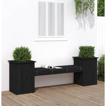 Planter Bench Black - Multi-functional Solid Wood Pine (184.5cm)