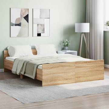 Bed Frame with Headboard & Footboard - Sonoma Oak 135x190 cm