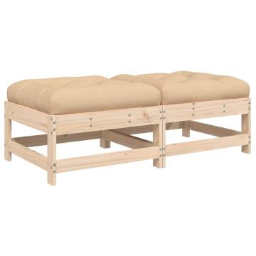 Garden Footstools with Cushions - Solid Pine (2pcs) | HipoMarket