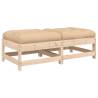 Garden Footstools with Cushions - Solid Pine (2pcs) | HipoMarket