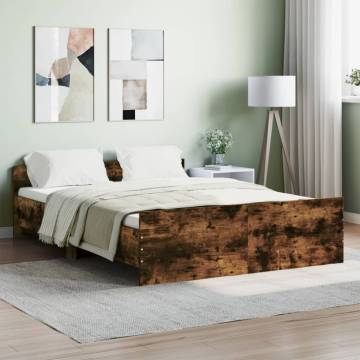 Smoked Oak Bed Frame with Headboard & Footboard - Double Size