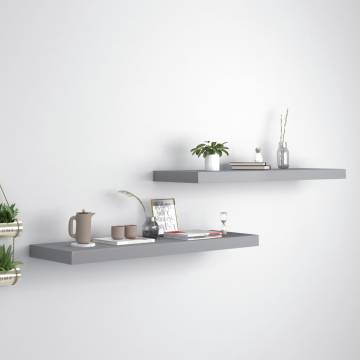 Stylish Grey Floating Wall Shelves - Set of 2 | HipoMarket