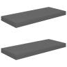 Floating Wall Shelves 2 pcs High Gloss Grey - Stylish Home Decor