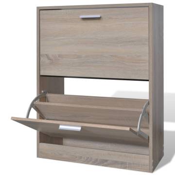 Stylish Oak Look Wooden Shoe Cabinet - 2 Compartments