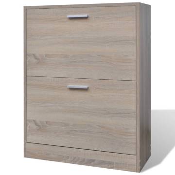 Stylish Oak Look Wooden Shoe Cabinet - 2 Compartments