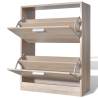 Stylish Oak Look Wooden Shoe Cabinet - 2 Compartments