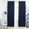 Blue Blackout Curtains with Hooks - 140x175 cm (2 pcs)