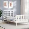 Bed Frame with Headboard White 90x200 cm Solid Wood Colour white Size 90 x 200 cm 