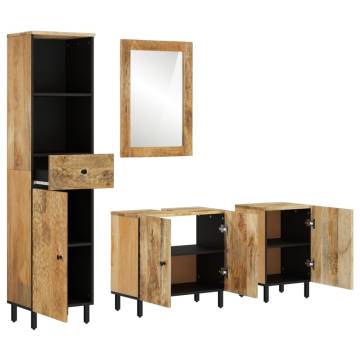 4 Piece Solid Mango Wood Bathroom Cabinet Set | HipoMarket UK