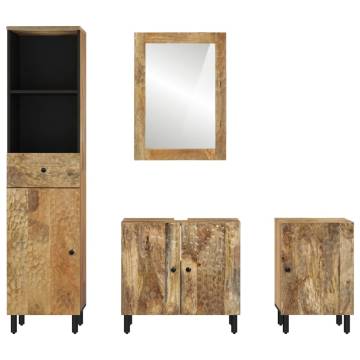 4 Piece Solid Mango Wood Bathroom Cabinet Set | HipoMarket UK