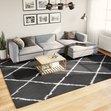 Shaggy Rug High Pile Black & Cream 240x340 cm - Soft & Cozy