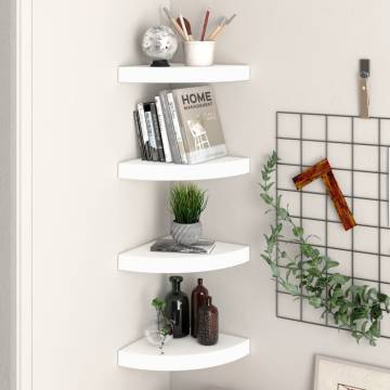 Stylish Floating Corner Shelves - 4 pcs White | Hipomarket