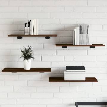 Wall Shelves 4 pcs Brown Oak - Engineered Wood Storage Solution