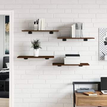 Wall Shelves 4 pcs Brown Oak - Engineered Wood Storage Solution