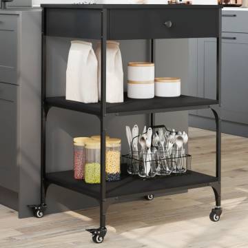 Kitchen Trolley Black 60x48x89.5 cm - Stylish & Functional