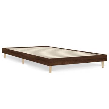 Brown Oak Bed Frame 90x200 cm | Engineered Wood | Hipo Market