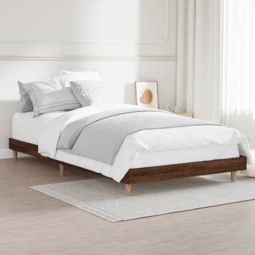 Brown Oak Bed Frame 90x200 cm | Engineered Wood | Hipo Market