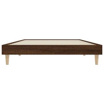 Brown Oak Bed Frame 90x200 cm | Engineered Wood | Hipo Market