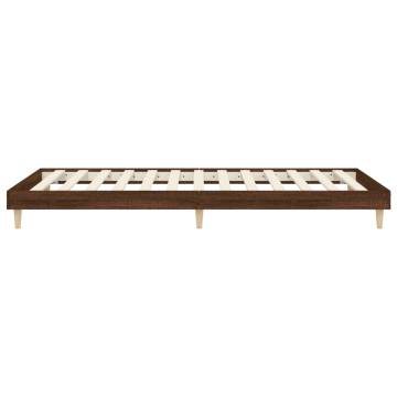 Brown Oak Bed Frame 90x200 cm | Engineered Wood | Hipo Market