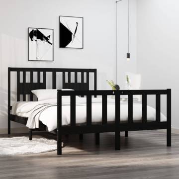 Black Solid Wood Bed Frame 140x190 cm - Relax in Style