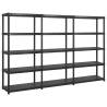 5-Tier Black Plastic Storage Shelf - Versatile & Sturdy