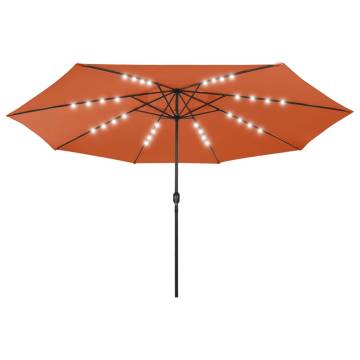 Outdoor Parasol with LED Lights - Terracotta 400 cm