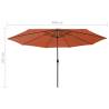 Outdoor Parasol with LED Lights - Terracotta 400 cm